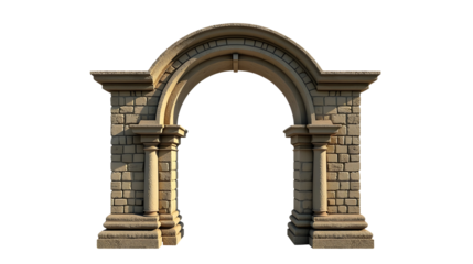 Ancient Stone Archway: Majestic columns frame a timeless entrance, hinting at secrets and untold stories within. A breathtaking architectural !, cut out