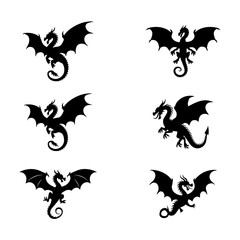 Vector Silhouette of Fairy Flying Dragon
