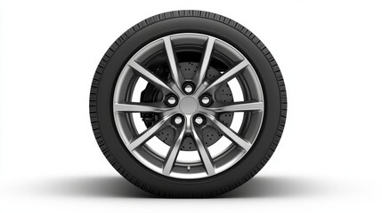 Obraz premium Wheel car Car tire Aluminum wheels side view isolated on white background