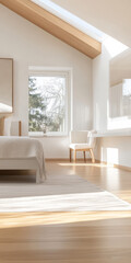 Bright and airy bedroom with natural light and minimalist design