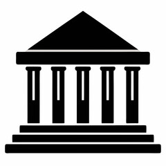 Bank Building Silhouette Vector Art