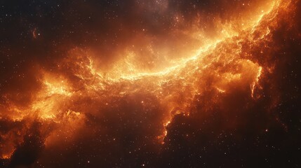 Fototapeta premium Fiery Nebula: Celestial Inferno in Deep Space