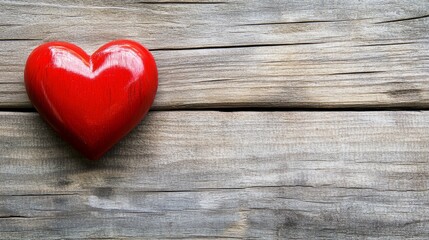 Fototapeta premium Red heart on wooden background