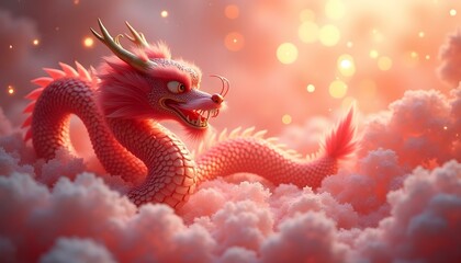 Fototapeta premium Illustration of Chinese dragon with New Year celebration, Chinese New Year festival