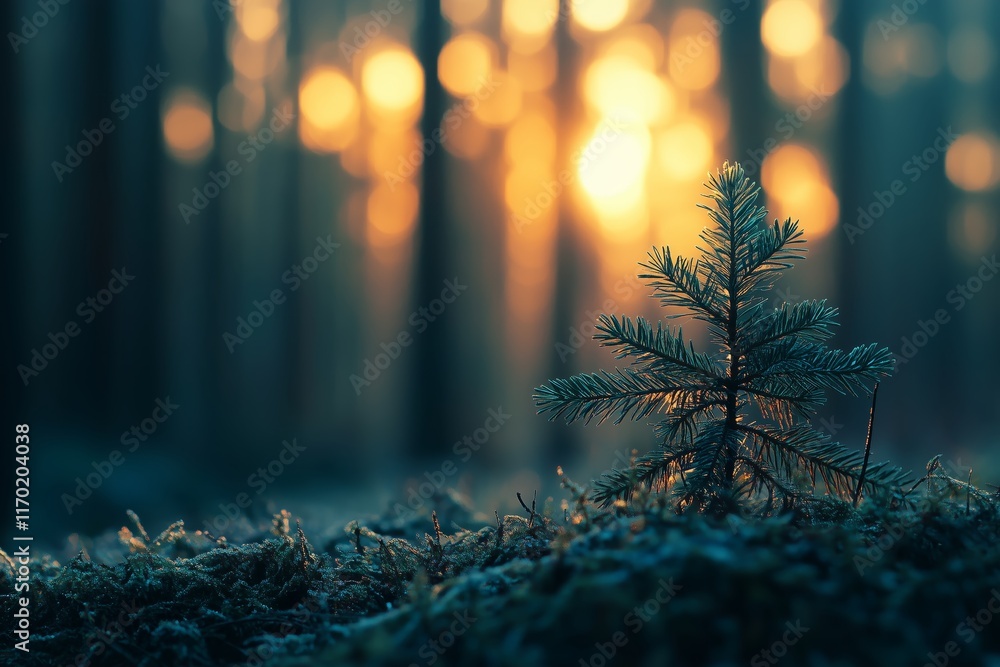 Aufkleber sunlit wild grass in a forest setting captured in macro with soft focus, evoking a dreamy summer nat