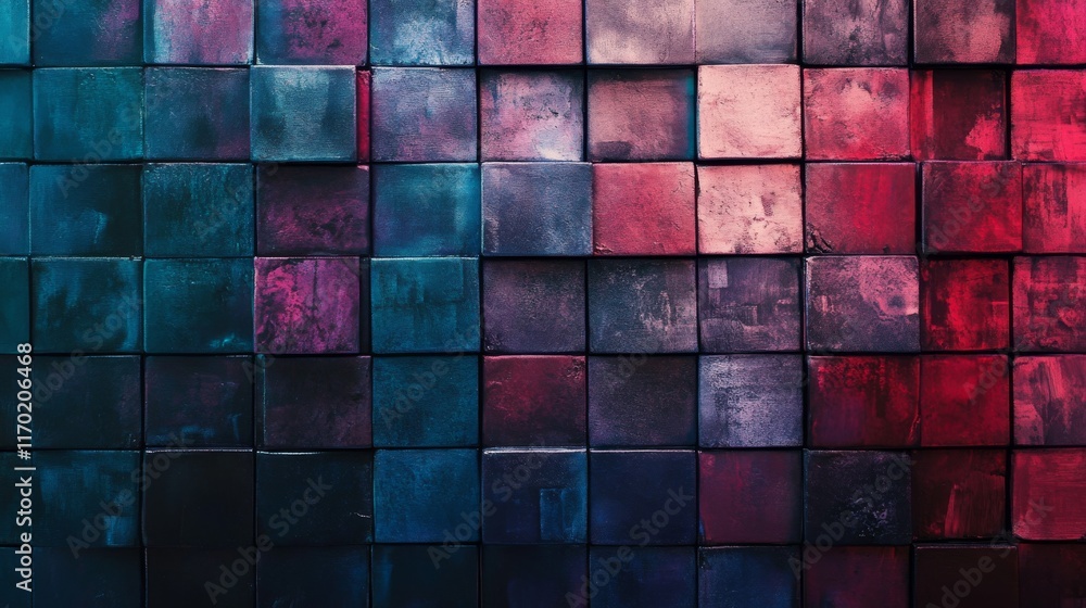 Aufkleber abstract geometric background featuring dark square cubes in a realistic 3d wall pattern, ideal for 