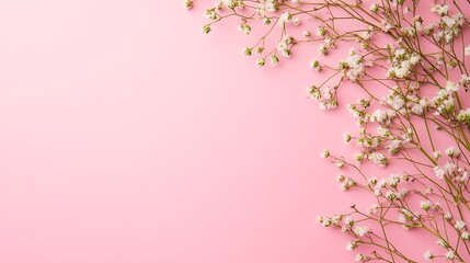 Delicate white flowers on a pink background