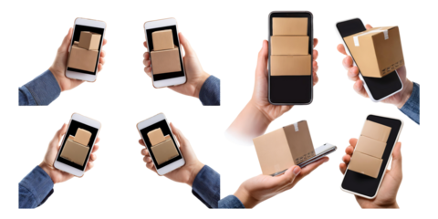 hand hold box, delivery concept isolated on transparent background