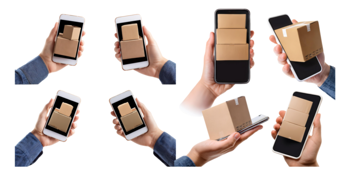 hand hold box, delivery concept isolated on transparent background