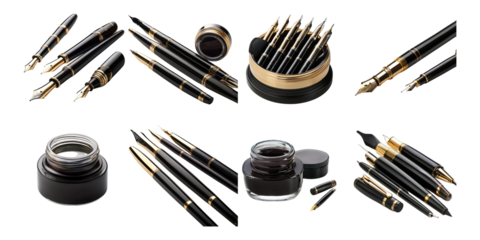 Elegant Writing Instruments on Transparent Background