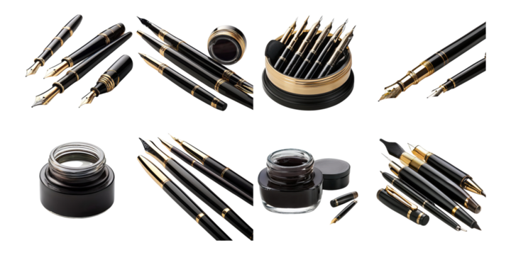 Elegant Writing Instruments on Transparent Background