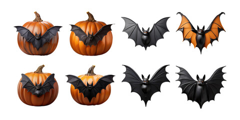 Naklejka premium Bats and Pumpkins with Transparent Background