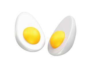 Half boiled egg icon 3d illustration render