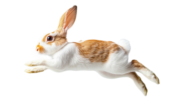 Energetic rabbit leaping forward with grace isolated on white background PNG