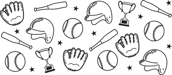 Baseball Competition Game Graphic Clip art. Sport Team and Winner Trophy Design Elements.