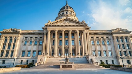 Fototapeta premium Imposing Government Building with Pillars and Dome Against Sky