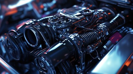 Fototapeta premium Close-up of a Sleek, Powerful Car Engine