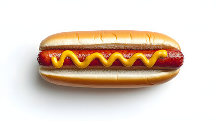A Hot Dog in a Bun Topped with Mustard