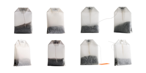 Transparent Tea Bags on White Background for Food Styling