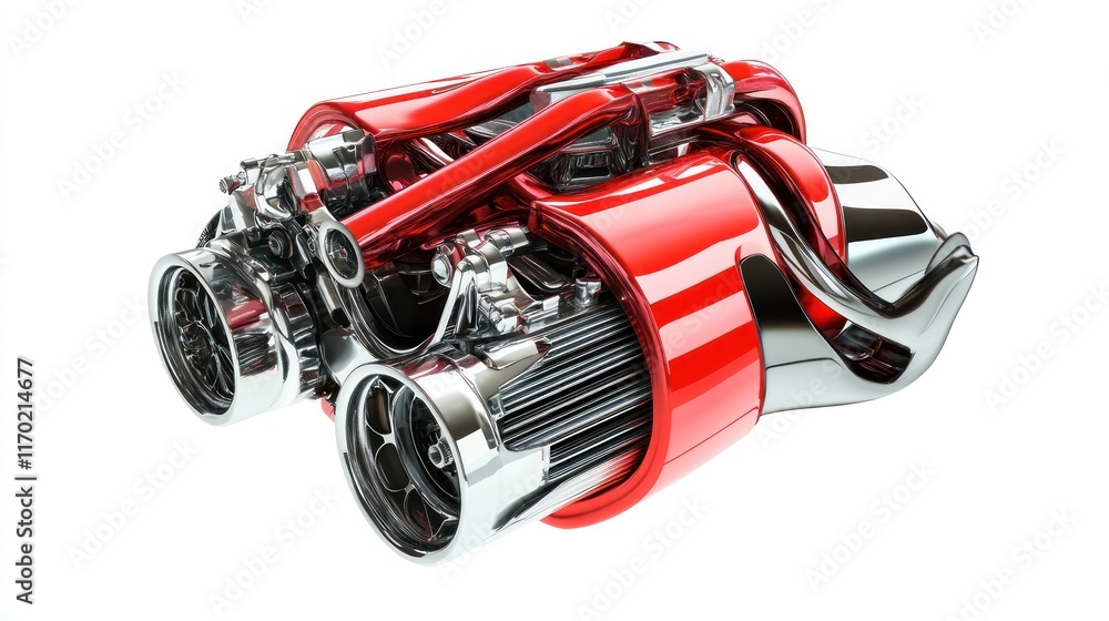 Poster a futuristic engine design showcasing advanced technology and sleek aesthetics.