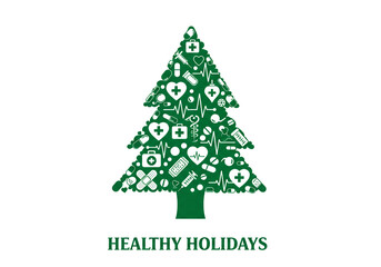 Fototapeta premium Holiday Greetings with Festive Tree