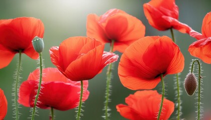 Obraz premium Vibrant Red Poppies in a Field