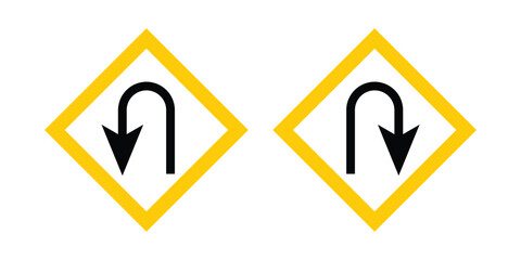 Traffic Sign, No right U-turn or u turn sign on white background, Vector EPS10.