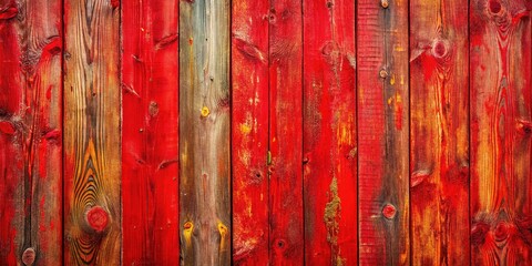 Rustic Red Wood Wall Texture - Weathered Vertical Planks - Vintage Background