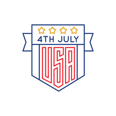 Simple Logo with The Fourth July icon. Simple Logo with American flag icon for social media, app, and web design. Vector illustration.