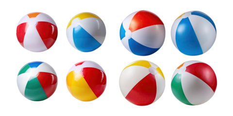 Colorful Beach Balls on Transparent Background