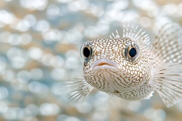 Obraz premium CloseUp of a Spotted Fish in Oceanic Bokeh Background