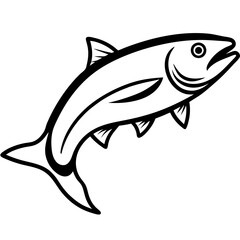 Cute Silhouette of a Salmon line art vector cartoon illustration