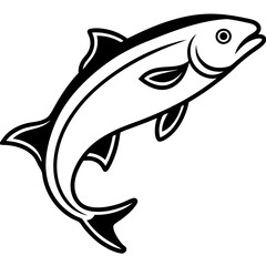 Cute Silhouette of a Salmon line art vector cartoon illustration