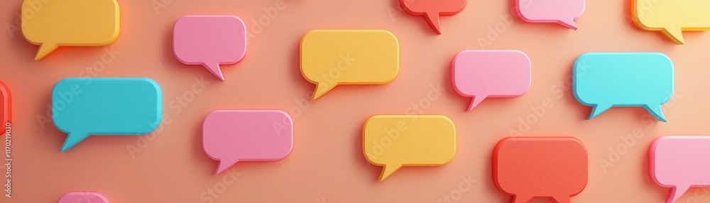 Poster colorful speech bubbles on a soft background create a vibrant and engaging visual, symbolizing commu