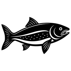 Cute Silhouette of a Salmon line art vector cartoon illustration