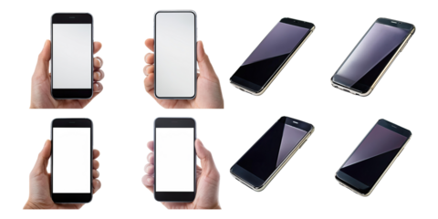 Collection of Smart Phones with Transparent Background
