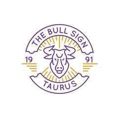 Simple Logo with Taurus zodiac icon. Simple Logo with Taurus zodiac icon for social media, app, and web design. Vector illustration.