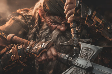 Epic Medieval Warrior with Battle Axe in Studio Lighting  Dark Fantasy Concept Art