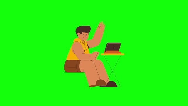 man using tablet compute sign and symbol. 2d animated video clip. without background. Using TECHNOLOGY concept. 