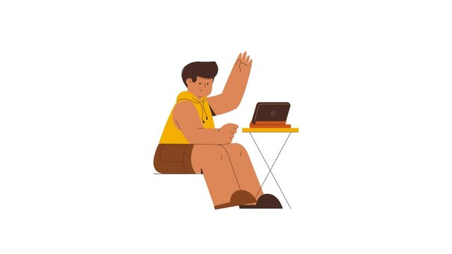 man using tablet compute sign and symbol. 2d animated video clip. without background. Using TECHNOLOGY concept. 