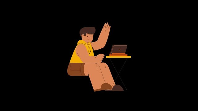 man using tablet compute sign and symbol. 2d animated video clip. without background. Using TECHNOLOGY concept. 