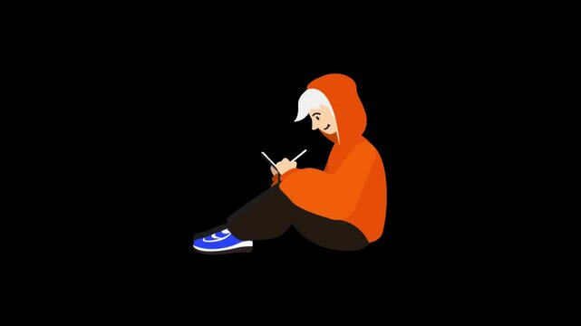 man using tablet compute sign and symbol. 2d animated video clip. without background. Using TECHNOLOGY concept. 