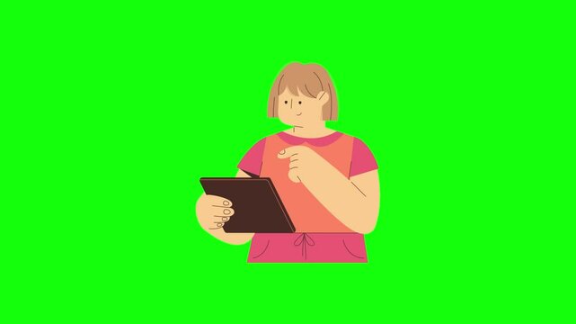 man using tablet compute sign and symbol. 2d animated video clip. without background. Using TECHNOLOGY concept. 