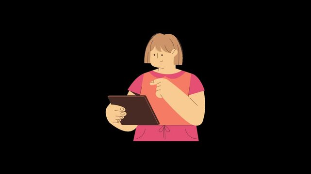 man using tablet compute sign and symbol. 2d animated video clip. without background. Using TECHNOLOGY concept. 