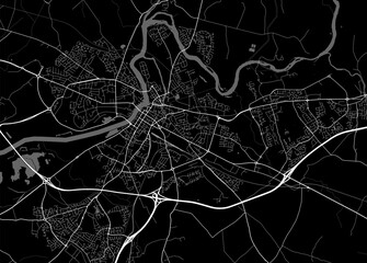 Map of Limerick, Ireland. Black and white city map, metropolitan area.