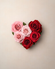 Beautiful heart shaped arrangement of pink and red roses, symbolizing love and affection. Perfect for romantic occasions or celebrations