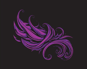 Fototapeta premium intricate line art of a purple flame with swirling patterns on a black background