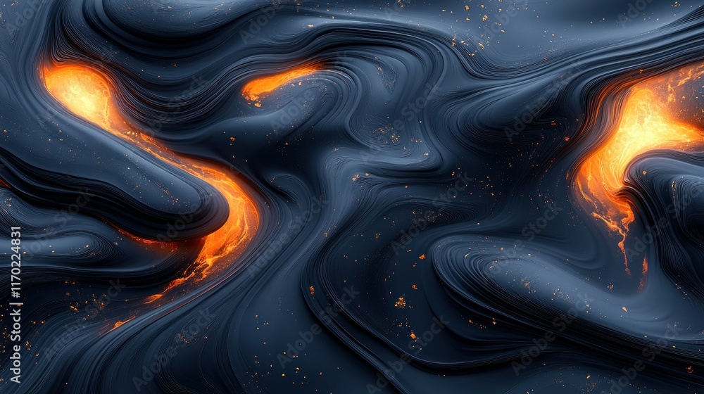 Aufkleber abstract fluid design with glowing elements and textures.