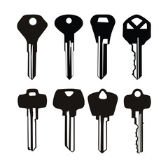 Set of Key Stock black silhouette Illustrations on white background Vol 01