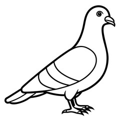Cute Silhouette of a Pigeon line art vector cartoon illustration